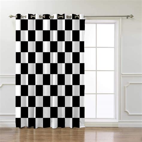 Simigree Blackout Window Curtains Simple Black And White Checkered Flag