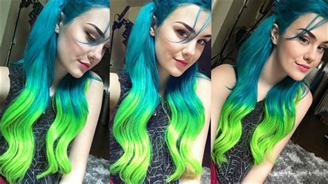 Lime Green And Turquoise Hair Dye Diy Tutorial Coloring