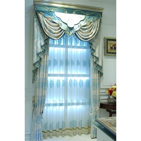 Window kitchen bedroom living room hotel door. Blue Damask Jacquard Linen Luxury Bedroom Curtains ...