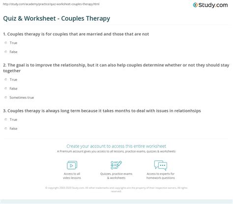 Quiz And Worksheet Couples Therapy
