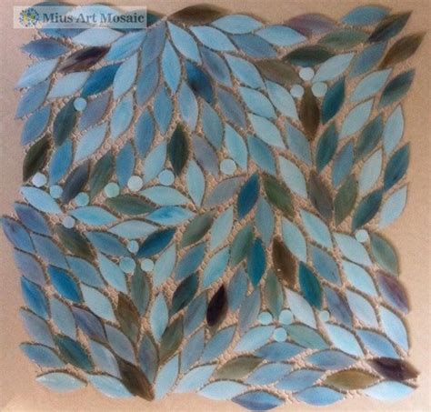 Blue Stained Glass Tiles Leaves Patterns D7011 In Fireplace Parts From