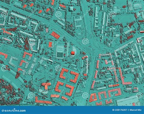 Map of Elevation of a City Urban Area with Roads and Junctions for GIS