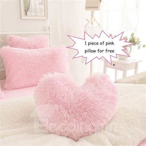 One Pink Pillow For Free Solid Pink And Creamy White Color Fluffy 4