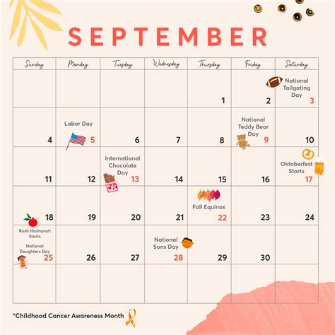 September 2022 Holiday Calendar Piccollage
