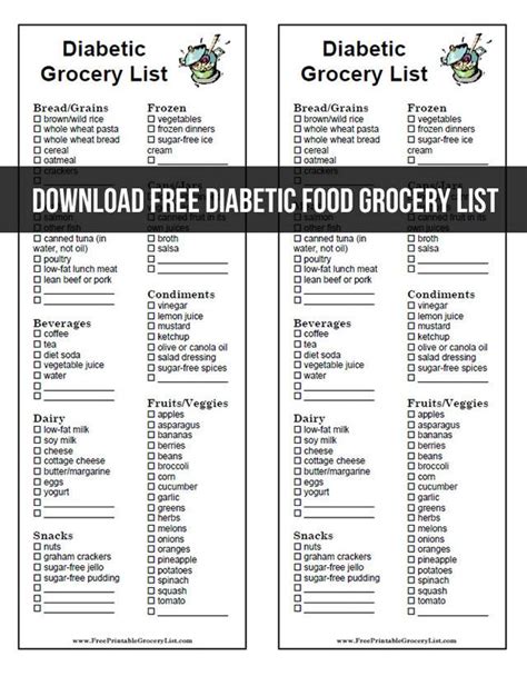 Diabetic Approved Food List Printable