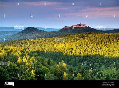 View From Rennsteig To Wartburg Castle Evening Light Thuringian