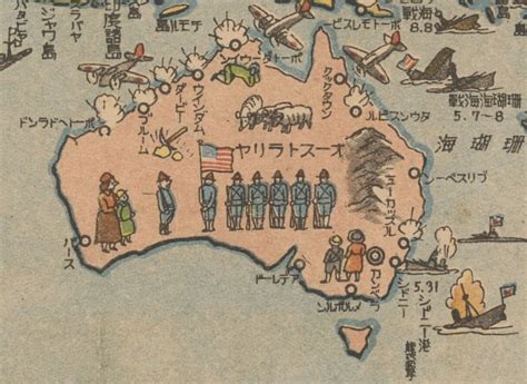 Physical map of japan, equirectangular projection. World War 2 Japanese Pictorial Map of Australia (With images) | Australia map, Map, Pictorial maps