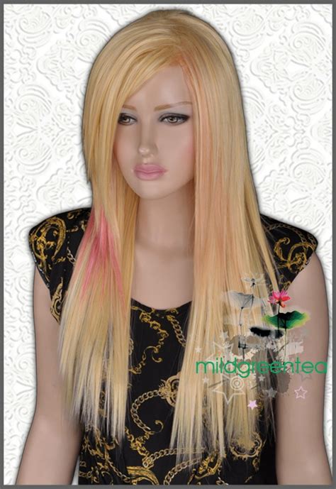 Gw362 Blonde Trendy Long Straight Punk Avril Lavigne Wig Ebay