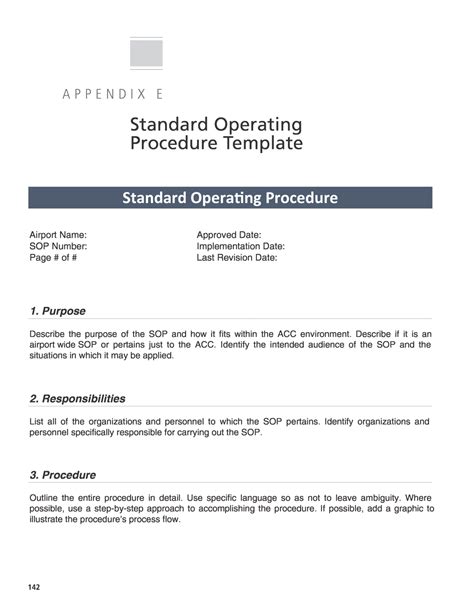 Appendix E Standard Operating Procedure Template Guidance For