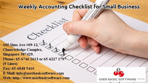 Weekly Accounting Checklist For Small Business User Basic Software