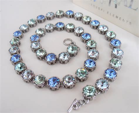 Multicolors Swarovski Crystal Necklace Art Deco Wedding Jewelry