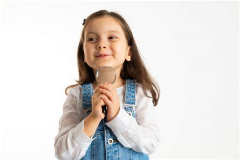 Child Magnifying Glass Isolated Stock Photos Pictures And Royalty Free