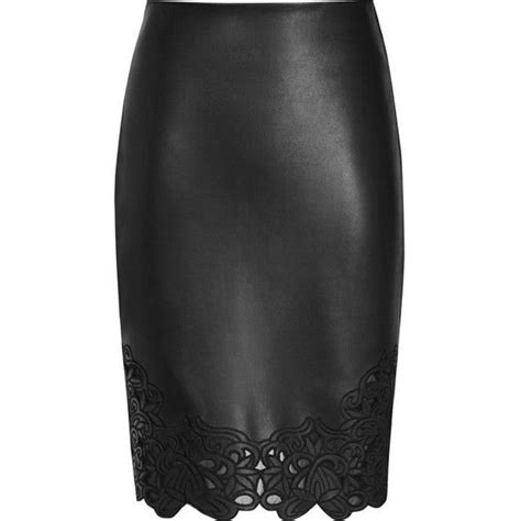Leather And Lace Skirt 530 Liked On Polyvore Featuring Skirts Knee Length Leather Skirt