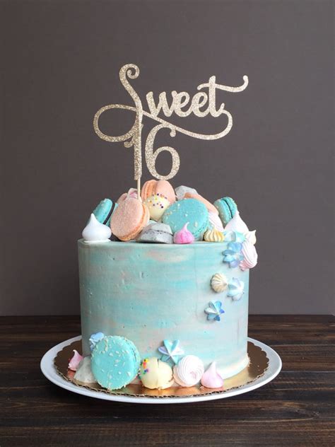Fun topsy turvy 3 tier candy 16th birthday cake by leta. Sweet 16 cake topper, sweet 16 birthday decorations ...