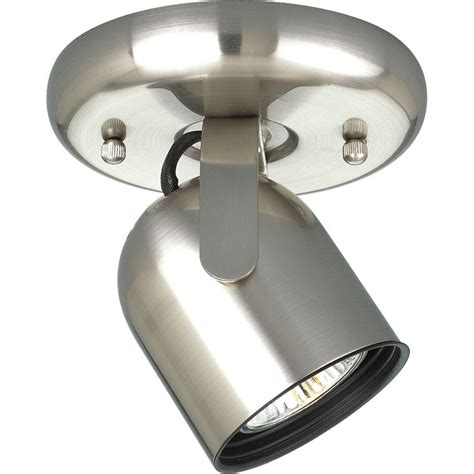 Brushed nickel flush mount ceiling lights work perfectly in hallways, where they don't intrude on the limited space. Progress Lighting Brushed Nickel 1-Light Spotlight Fixture ...