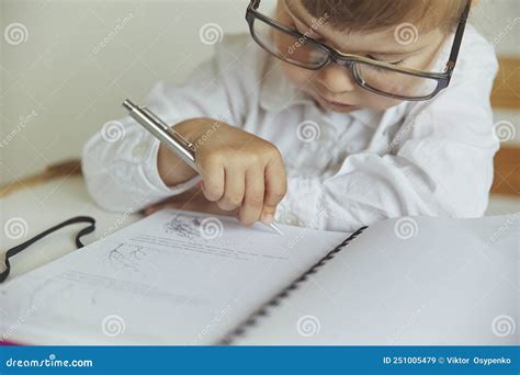 Charming Child Plays Pretending To Be A Teacher Stock Image Image Of