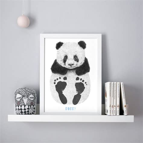 Personalised Baby And Child Panda Footprint Kit Baby Shower Etsy Uk