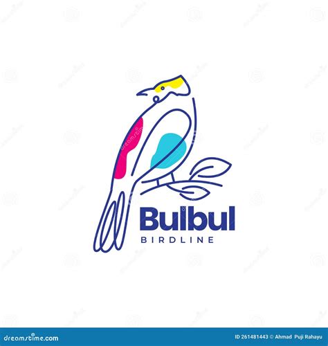 Bird Bulbul Lines Art Abstract Logo Design Stock Vector Illustration