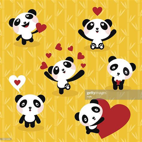 Panda Bears Set Icon Love Cute High Res Vector Graphic Getty Images