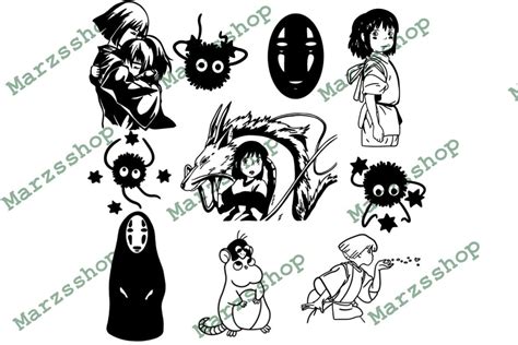 10 Piece Svg And Png Spirited Away Haku Svg Chihiro Svg Boh Etsy Uk