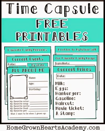 Free Printable Time Capsule Ideas Mandys Party Printables