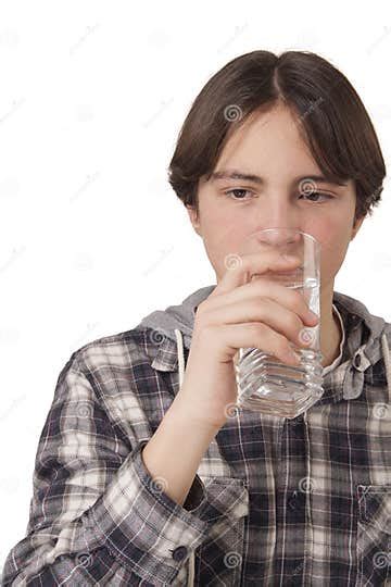 Teenage Boy Drinking Water Stock Image Image Of Caucasian 30057515