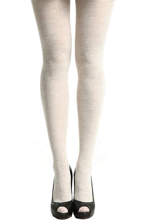 White Jacquard Tights Tights White Tights Patterned Tights