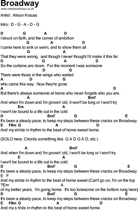Bluegrass Songs With Chords Broadway