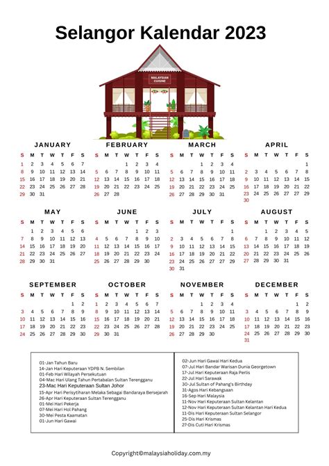 Selangor Cuti Umum Kalendar 2023 ️