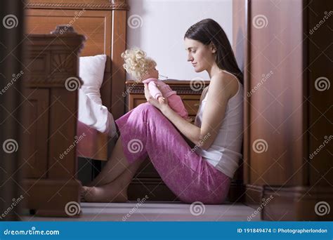 Young Woman Holding Doll Stock Photo Image Of Dessert 191849474