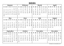 Get a blank monthly calendar including all 12 months with additional room to add notes and important reminders. Printable 2021 Yearly Calendar Template - CalendarLabs