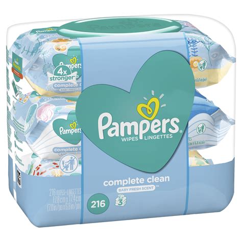 Pampers Baby Wipes Complete Clean Scented 3x Pop Top Packs 216 Count