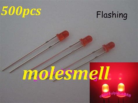 Free Shipping 500pcs 3mm Red Diffused Round Self Flash Flashing Led
