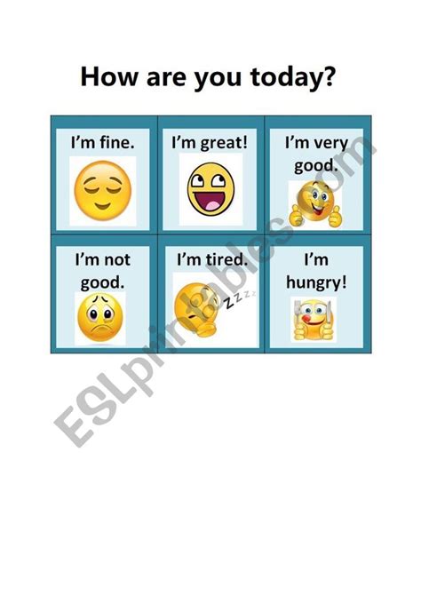 How Are You Today Esl Worksheet By Wusia