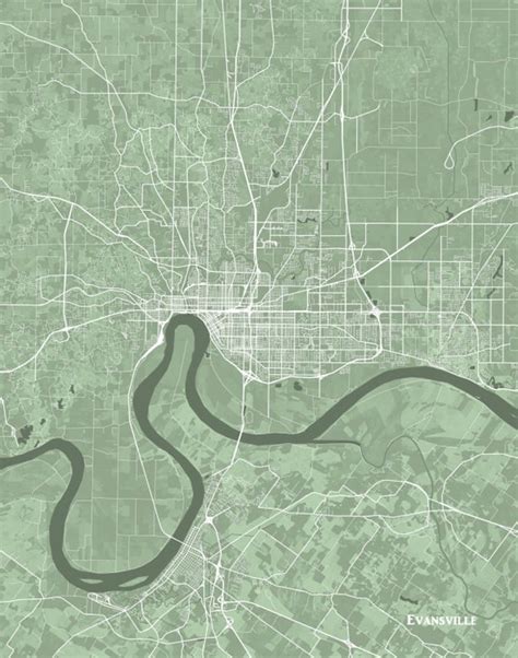 Evansville Indiana Aerial Street Map