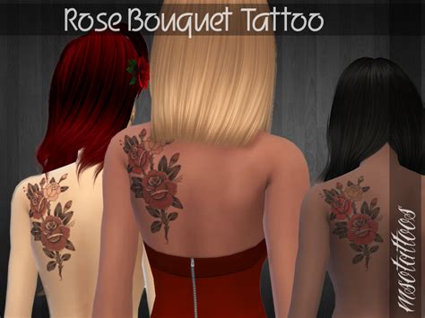 The Sims Resource Rose Bouquet Back Tattoo