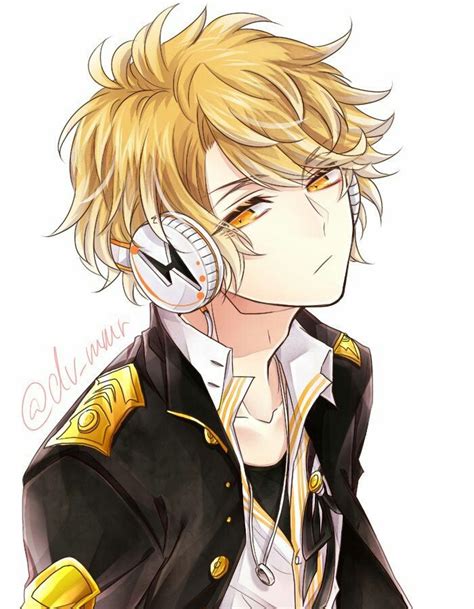 Anime Guy Golden Blonde Hair Yelloworangegolden Eyes