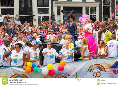 amsterdam canal parade 2014 editorial photography image of homosexuality cheerful 58529477