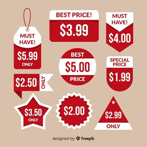 Flat Price Label Collection Free Vector