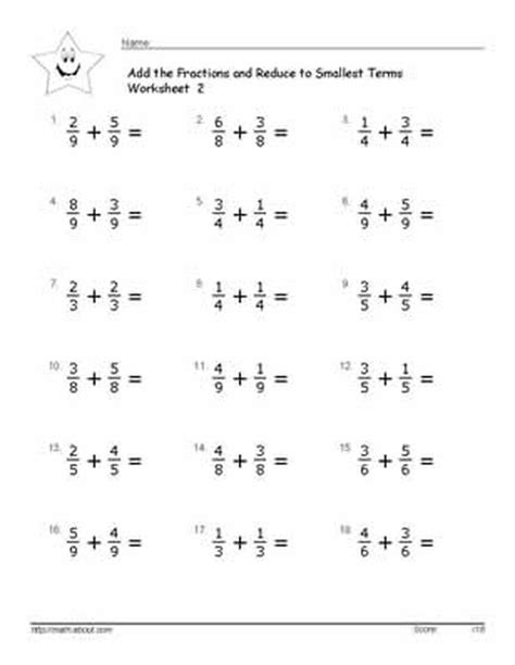 Addition And Subtraction Of Fractions Worksheet With Answers