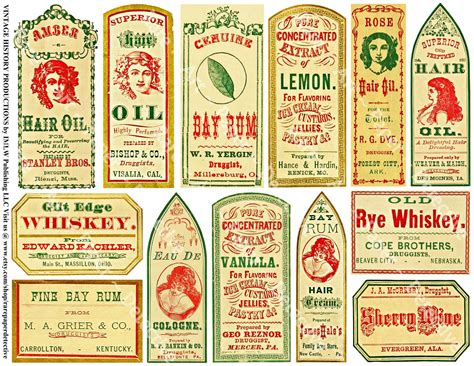 Druggist Art Paper Antique Labels Printed Sheet Vintage Apothecary Pill Bottle Labels