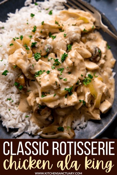 Leftover Or Rotisserie Chicken In A Creamy Sauce With Mushrooms And A