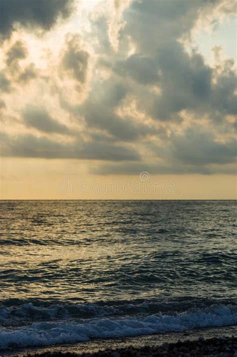 Amazing Sea Sunset The Sun Waves Clouds Stock Image Image Of Beach