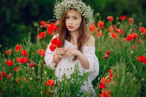 Girl With A Flower Diadem Free Photo
