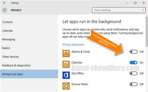 How To Turn Background Apps On Or Off In Windows 10 Kunal Chowdhury