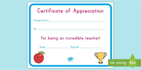 Teacher Appreciation Certificate