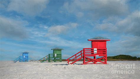 Lifeguard Stands At Siesta Key Beach Florida Painterly Photograph By
