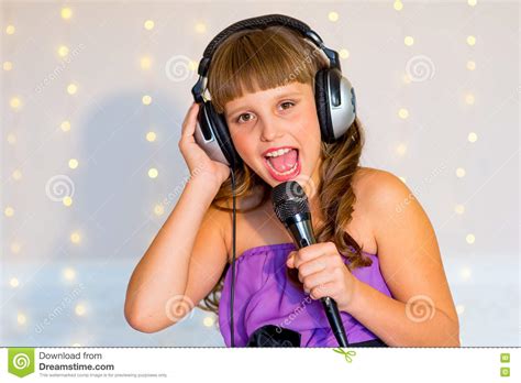Girl Singing On Karaoke Stock Photo Image Of Lights 80827256