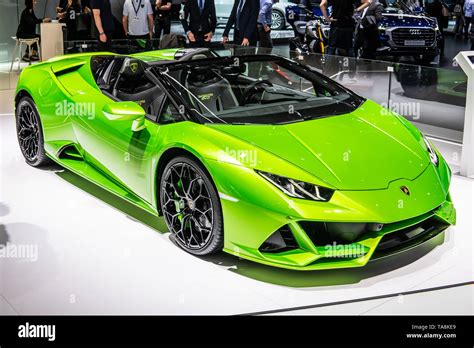 Geneva Switzerland March 07 2019 Metallic Green Lamborghini Huracan