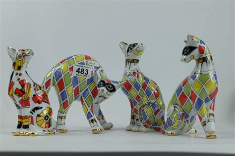 Lot 483 A Collection Of Paul Cardew Cool Catz Art Deco Cats In